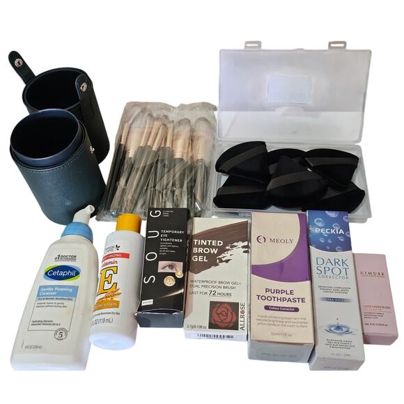 Large Beauty & Skincare Bundle Cetaphil Purple Toothpaste Brow Gel Brushes - Picture 1 of 8